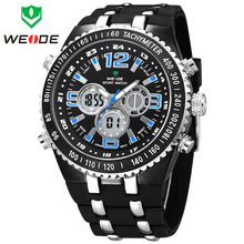 WEIDE Analog Digital LED Watches Full Steel Case Date Day Alarm Mens Sports Outdoor Dive Quartz