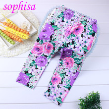 Sophisa New summer children s wholesale leggings flower printing girl calf length trousers ankle length trousers