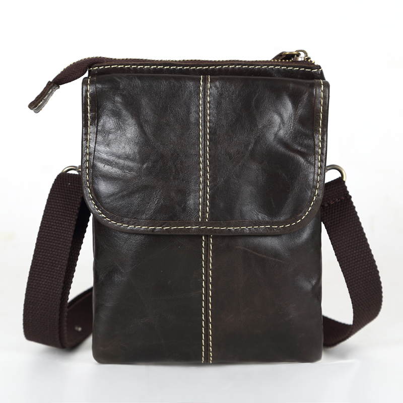 Promotion Vintage Real Genuine Leather Small Men Messenger Bags Mini Mobile Phone Bag Cigarette Bag Men
