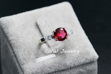 2015 Trendy White Gold Plated Round Ruby Red CZ Diamond Women Engagement Wedding Rings With Cubic