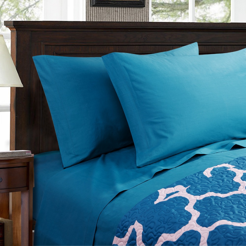 High Quality Solid Bedding Sets Blue Beding Set King Size Polyester Bedclothes Europe Style