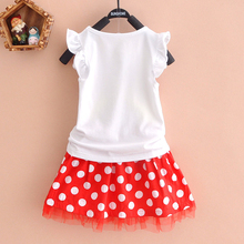 2015 summer girls suits dot sets children clothing set baby clothes short sleeve T shirt dress