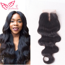 7A 3.5*4 Peruvian Lace Closure Body Wave Virgin Human Hair Closure With Bleached Knots Free MIiddle 3 Part Closure Free Shiping