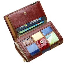Free Shipping Fashion Casual Wallet Women Short Genuine Leather Wallet Patchwork Design Credit Card Wallet CX279