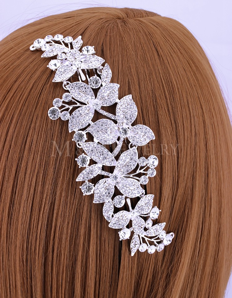 2015 New Floral Crystal Bridal Hair Combs Bridal Hairpins Hairstyle Braider Tiara Hair Jewelry Wedding Accessories FS044