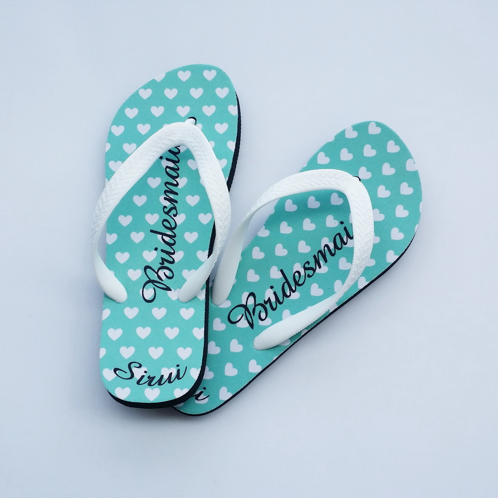 bride and groom flip flops personalized