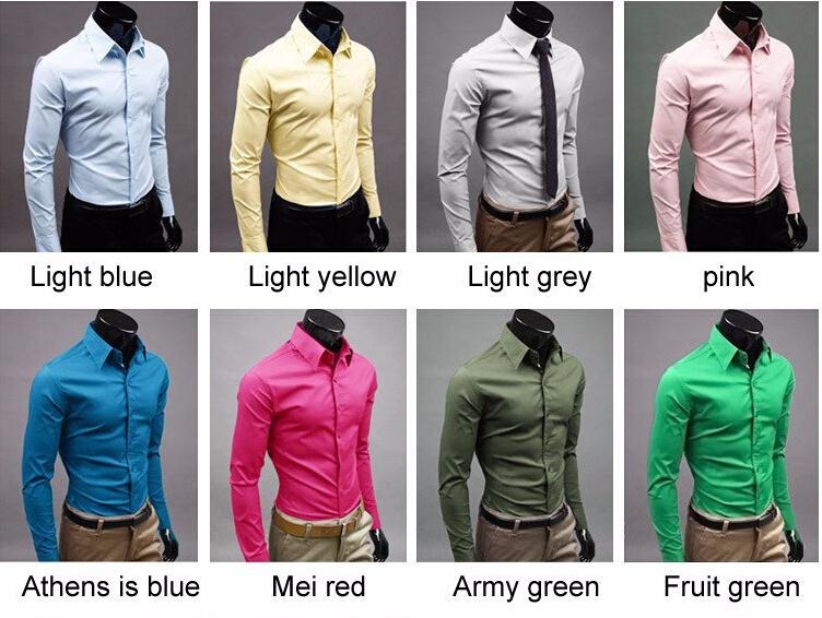 2015 New Fashion Men Shirt Long Sleeve Mens Shirts Camisa Slim Fit Masculina Social Chemise Homme