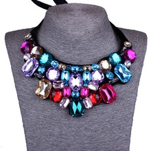2015Hot Europe And The United States Jewelry Fashion Crystal Flowers Fake Collar Statement Necklace For Women