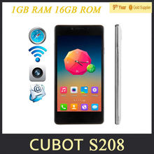 Original Cubot S208 Cell Phone MTK6582 Quad Core 1GB RAM 16GB ROM 5.0 Inch QHD IPS 8.0MP Camera Dual Sim Android Smartphone