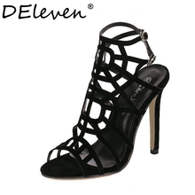 Fashion Star Supermode Sexy Stiletto Gladiator Cut-outs High Heels Sandals Women’s Slimmer Heel Party Shoes Solid Black US8.5