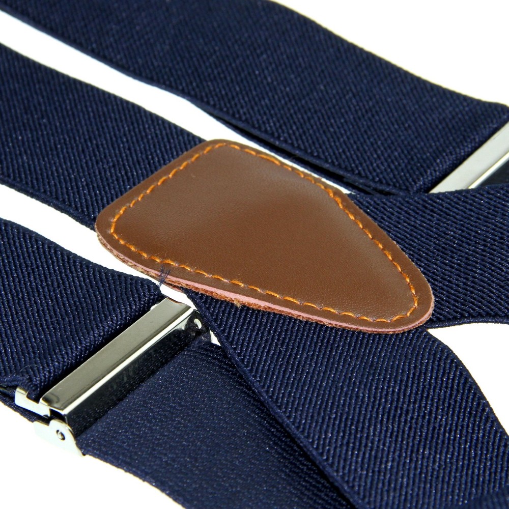 New Adjustable Mens Solid blue Suspenders 3.5 CM Width 6 Buttons Braces BD707 