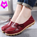 Plus size 35 44 Women s Flats Women Ballet Flats Leather Breathable Ladies Shoes Slip on