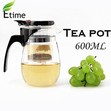Teapot Promotion!New 600ml Heat-Resistan Glass Teapot simple tea kettle tea-pot Convenient Office Tea Pot Set ETP001