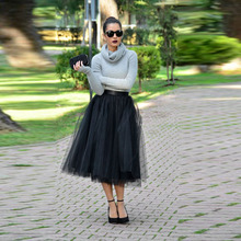 Good Quality Black Tutu Skirt Ribbons Zipper Waist A Line Tee Length Midi Skirt High Fashion Skirts Women