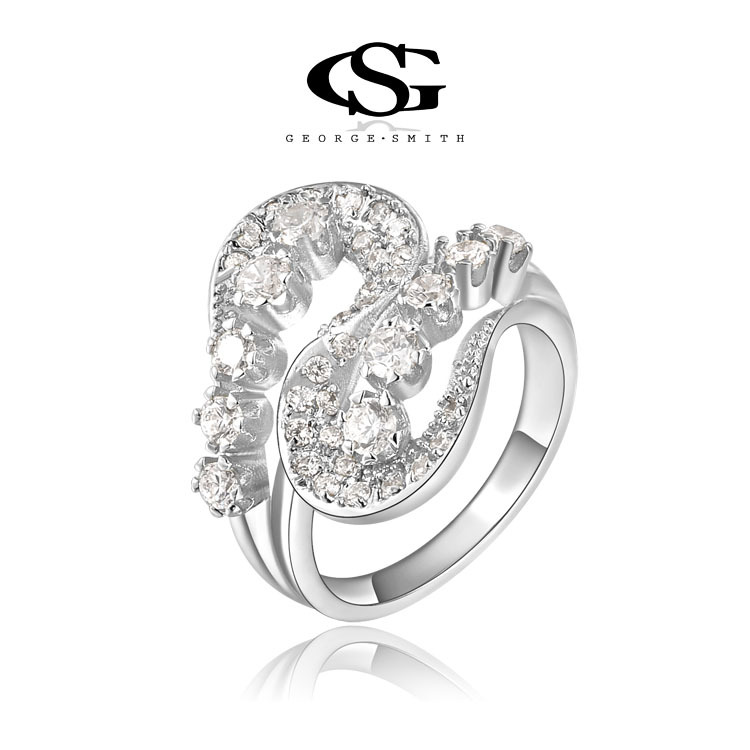 G S White Gold Plated AAA CZ Twisted Style Women s Ring New Jewelry Size 8
