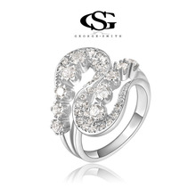 George Smith G&S White Gold Plated AAA Swiss CZ Twisted Style Women’s Ring New Jewelry Size 8,9,10
