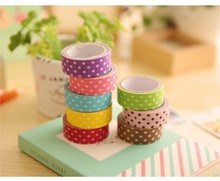 6 pcs/lot 8 colors adhesive masking tape DIY Paper Dots album decorative tape kawaii stationery scrapbooking stickers
