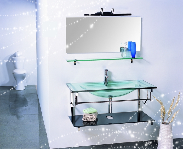OMS 2808 glass basin/glass sink/ bathroom vanity/ bathroom furniture ...