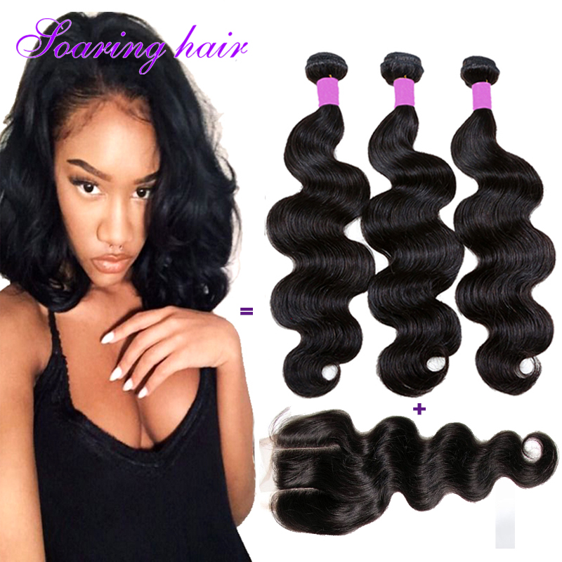 Body Wave Brazilian Hair Weave Bundles With Closure 7a Natural Color And 99j Burgundy Brazilian 2408