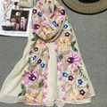 2016 New folk embroidery pure color cotton and linen scarf women Stole Embroidery flower is prevented