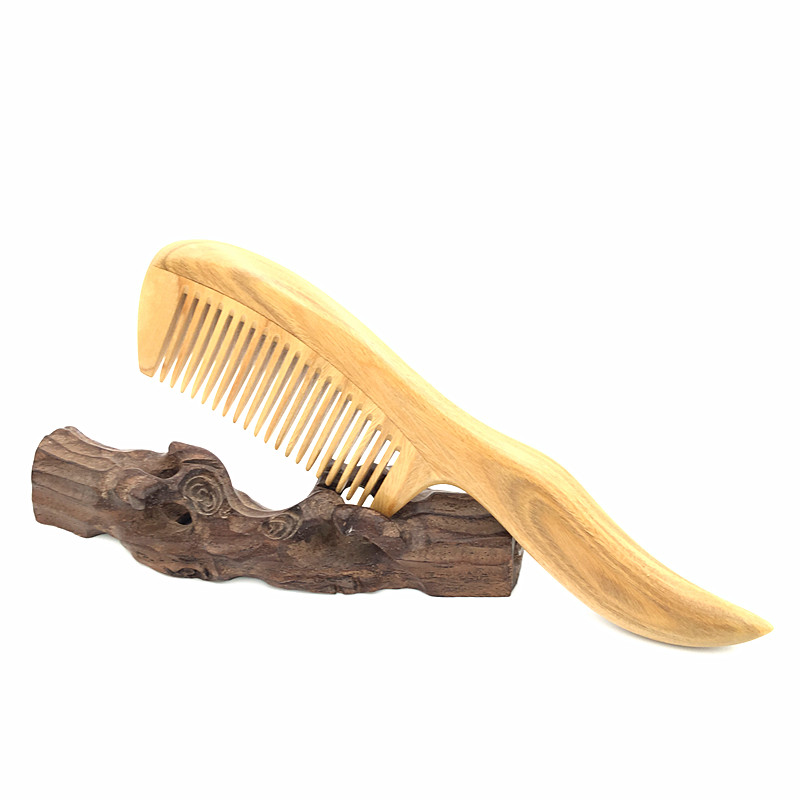 2016 Popular Natural Green Sandalwood font b Hair b font Comb Tip Handle 22cm Length Massage