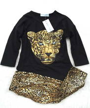 Humor Bear NEW Leopard Kids autumn fashion clothes for girls Cartoon long sleeved pants suit grils