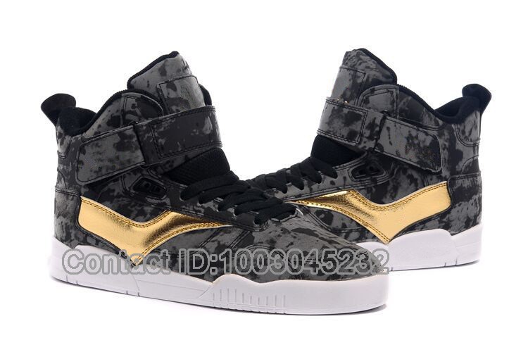 Wholesale Justin Bieber Supring Black Gray Gold Army Camouflage High Top Skate Shoes_2