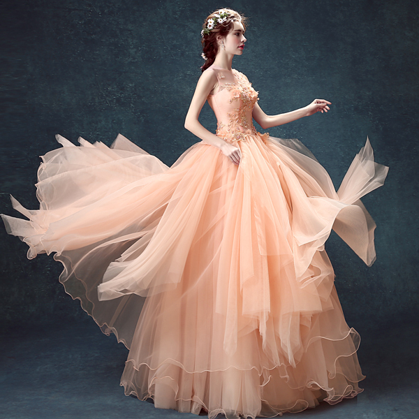 peach wedding ggowns