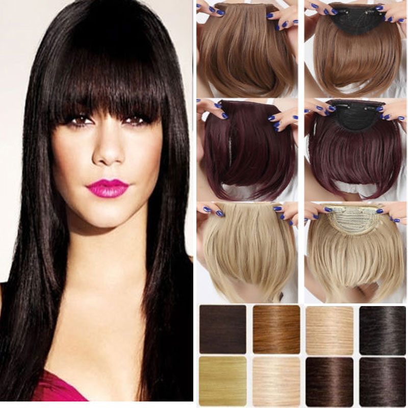 2016 hot sale 8" 1PC Natural Front bang Clip in Hair Bang Extensions