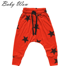 2-6Y Boys Pants Baby Baggy Harem Trousers Kids Unisex Five-pointed Star Printed Harem Pants Elastic Wasit Hip Hop Pant JH-151272