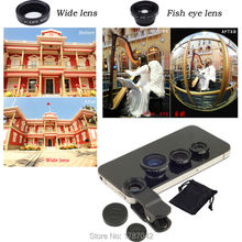 Universal Clip 3 in 1 Fish Eye Wide Angle Macro Fisheye Mobile Phone Lens For iPhone 6 5 5S 4 4S Samsung HTC Nokia Free Shipping