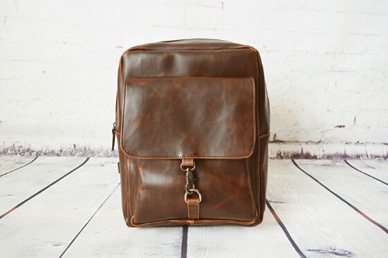 2015 New Style Men's Backpack PU Leather Student Casual School