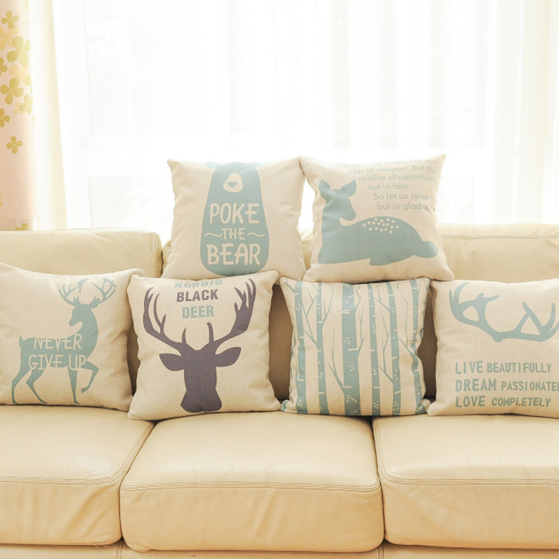 Top Finel 2016 Deer Decorative Throw Pillows Case Linen Cotton Cushion Cover Creative Decoration for Sofa
