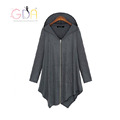 GDA 2016 spring women hoodies cotton black Sweatshirts large size XXL XXXL 4XL loose zipper jackets