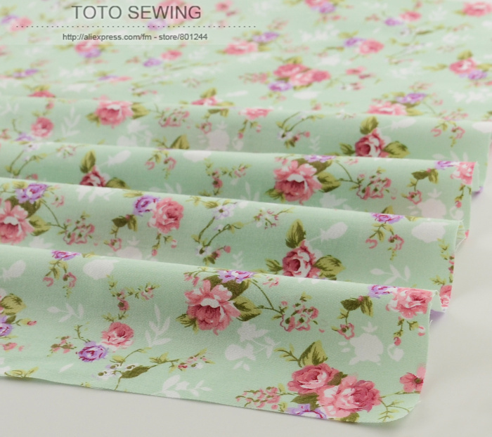 50cmx160cm/piece pretty light green flower cotton fabric home textile tilda patchwork quilting clothing dress sewing bedding