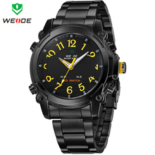 Nueva moda WEIDE relojes militar marca de lujo para hombre reloj de acero completo Sports cuarzo reloj de pulsera ocasional de múltiples funciones llevó la exhibición