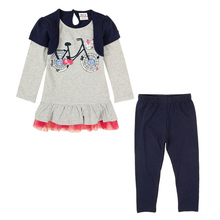 Retail children winter set NOVA baby kids girls wear clothing set winter dress and pants causal