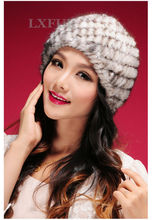 Cute Genuine Knitted Mink Fur Beanies Hats Fashion Womens Mink Fur Knitted Caps Winter Headgear LX00219