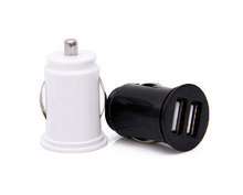 Universal Bullet Dual USB 2-Port Mini Car Cigarette Lighter Socket Charger, 5V 2.1A Car Charger Power Adapter Free Shipping