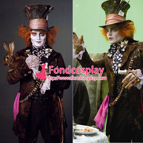 Free Shipping the Mad Hatter Costume Johnny Depp Moive Cosplay Tailor-made.