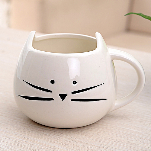 FS Hot Coffee Cup Black Cat Animal Milk Cup Ceramic Lovers Mug Cute Birthday gift Christmas