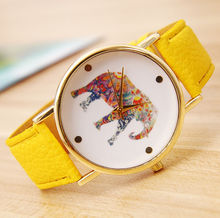 LZ 2015 New Fashion 11 Colors Casual Brand Leather Strap Wristwatch Simple Style Elephant Quartz Watch