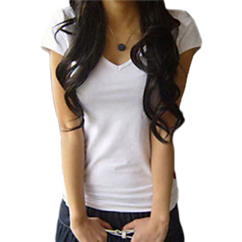 Hot Sale Promotion Women s V neck Short Sleeve T Shirt Cotton Big Size 8 Colors