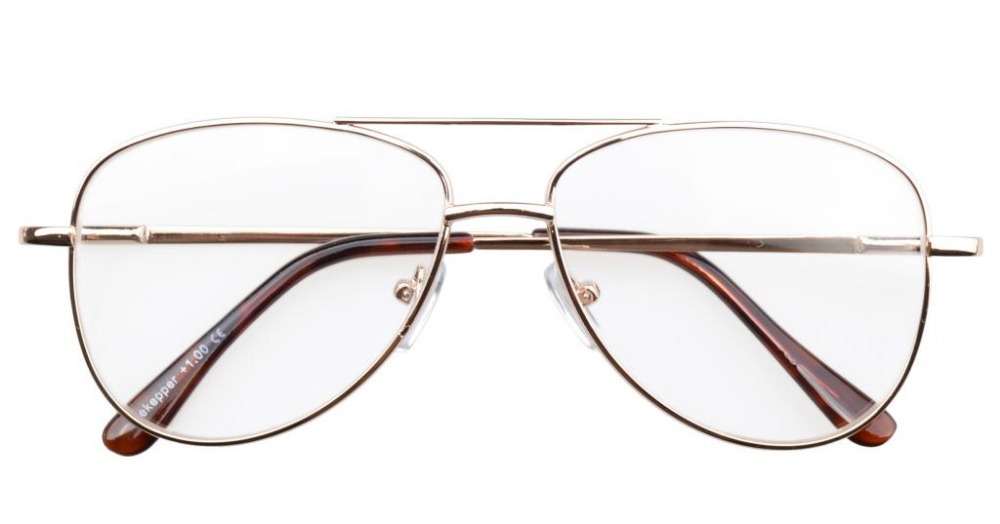 Gold Aviator Style Metal Frame Spring Hinges Reading ...