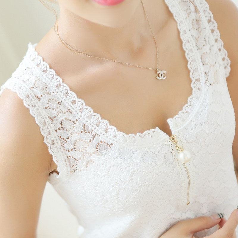 Fashion-O-Neck-Floral-Lace-Shirts-Front-Zipper-Femininas-Blusas-2015-Summer-Womens1-Sleeveless-Slim-Fit