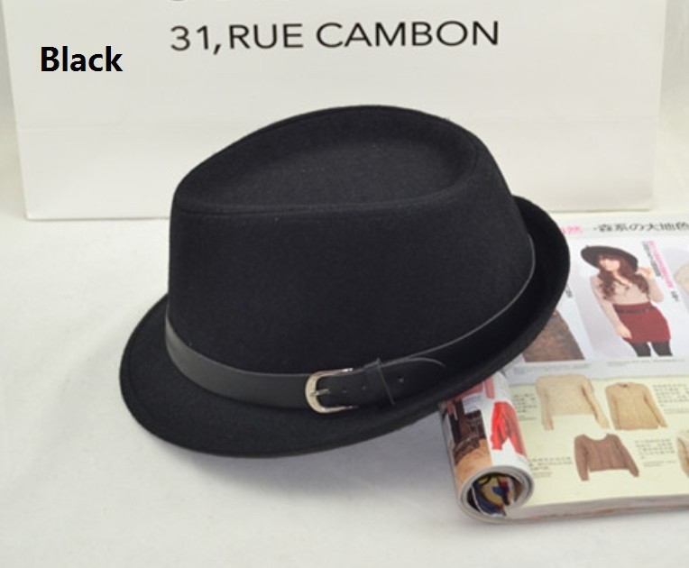 Fashion small fedoras male women s fashion jazz hat summer black woolen cap outdoor casual hat