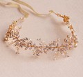 Stunning Gold Silver Rhinestone Wedding Hair Vine Accessories Handmade Bridal Headband Pearl Headpiece