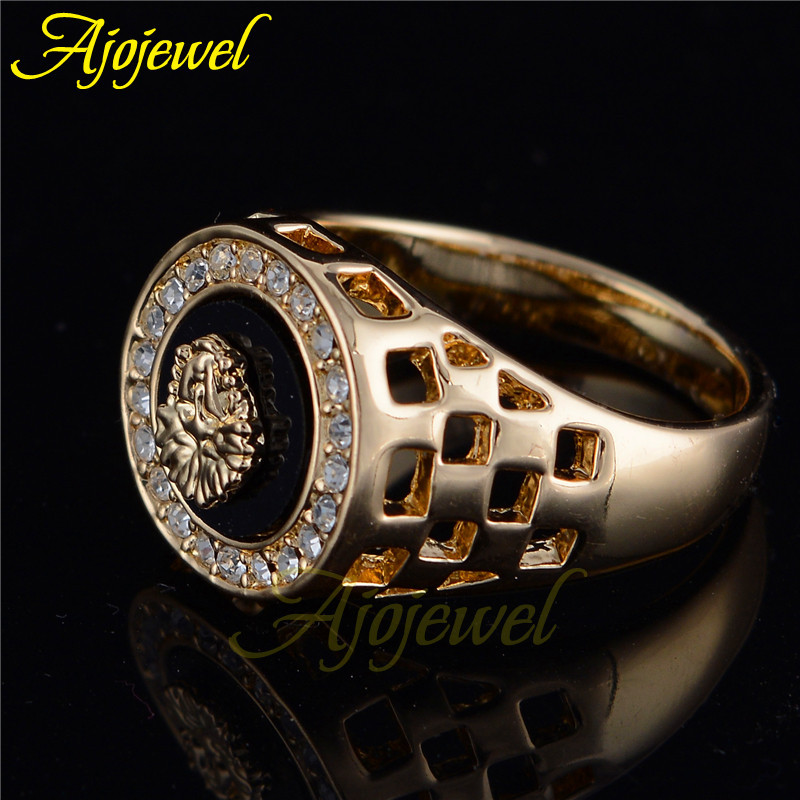 New top quality CZ diamond hero mens rings gold crammed 2015 trend