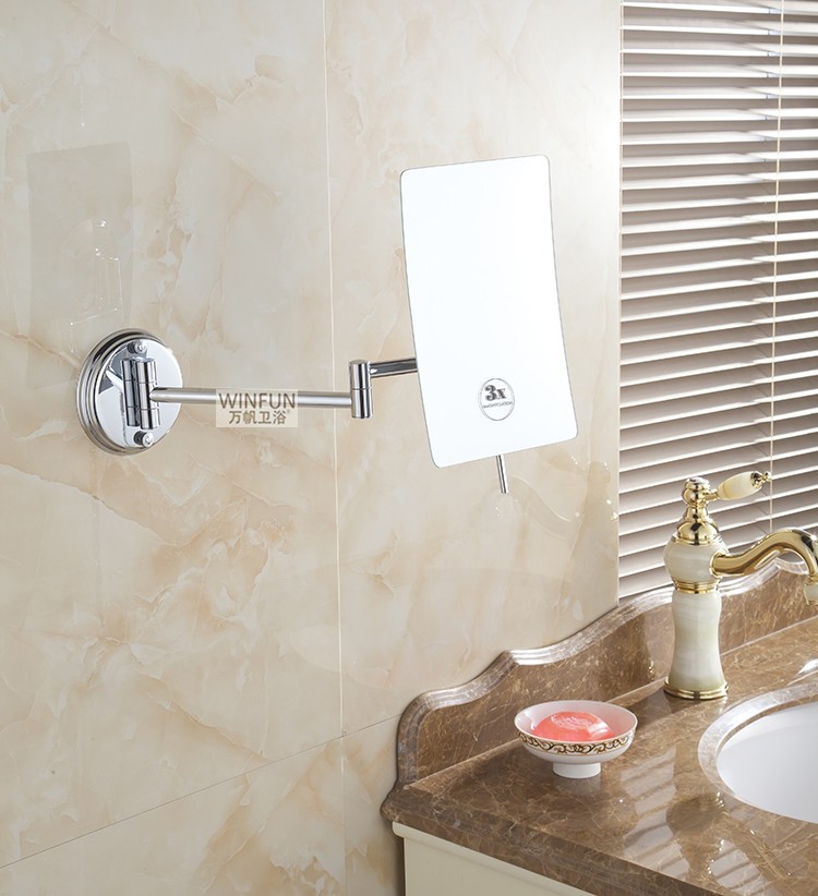Description Picture 2 of itemBath Mirrors 3 X Magnifying Mirror Wall Makeup Mirror of Bathroom 1 Sided Lady Square Folding Cosmetic Mirrors With Arm 6208