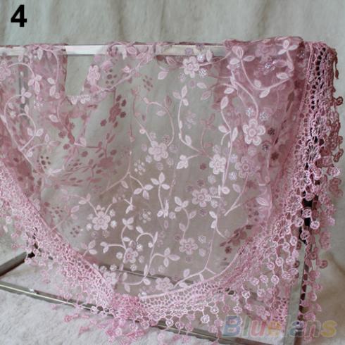 Fashion Hollow Tassel Lace Rose Floral Knit Triangle Mantilla Scarf Women Shawl Wrap scarves 1ON4 1ORL